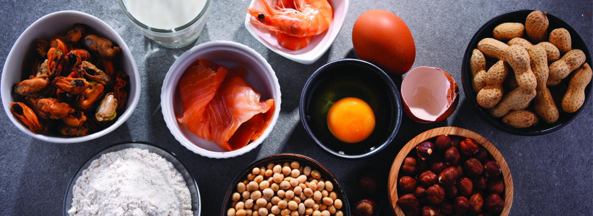 Lots of healthy foods like salmon, shrimp, mussels, eggs, nuts and milk