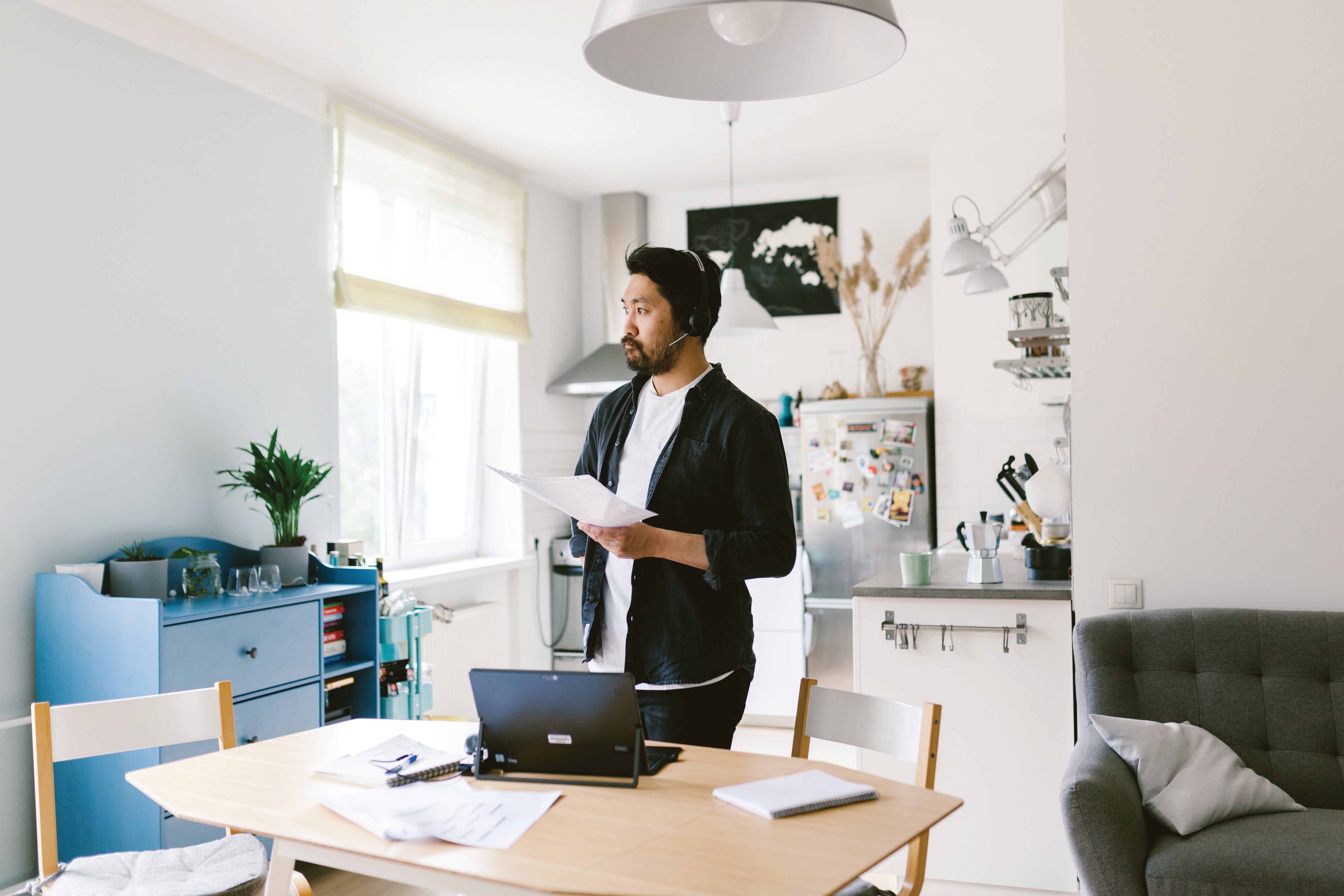 A man working at a desk