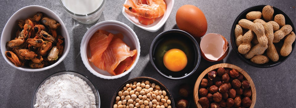 Lots of healthy foods like salmon, shrimp, mussels, eggs, nuts and milk