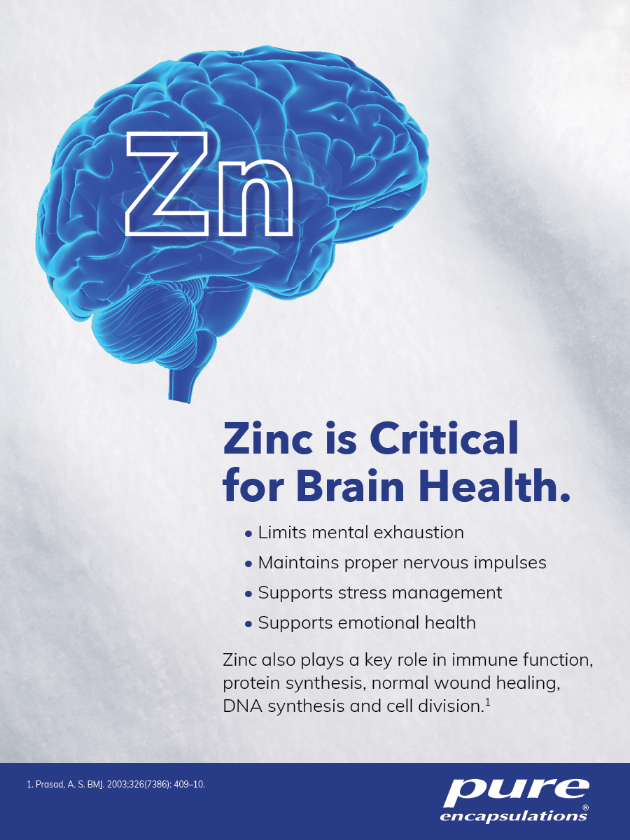 Image about how Zinc is critical for brain health.