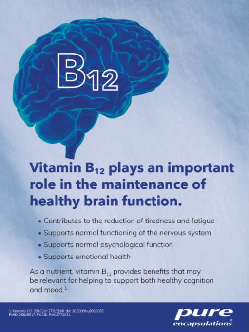 Importance of Vitamin B12 and the role in the maintenance of healthy brain function.