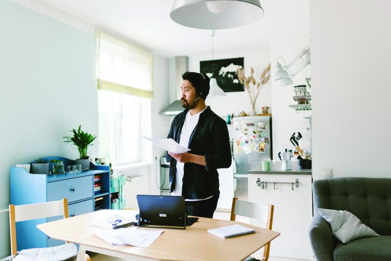 A man working at a desk
